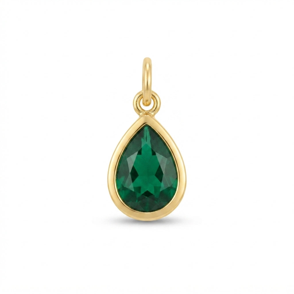 Green Gemstone Teardrop Charm