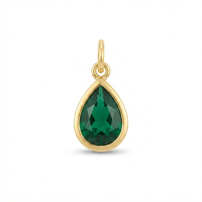 Green Gemstone Teardrop Charm