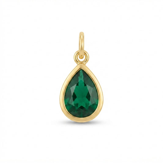 Green Gemstone Teardrop Charm