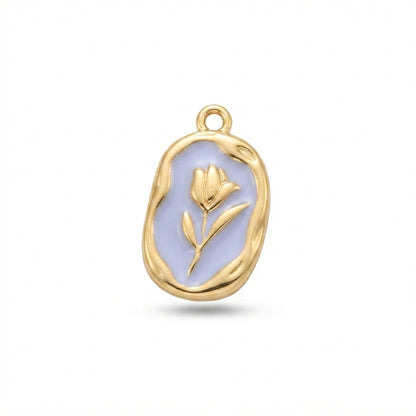 White Enamel Tulip Medallion Charm