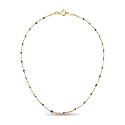 Navy Enamel Gold Necklace