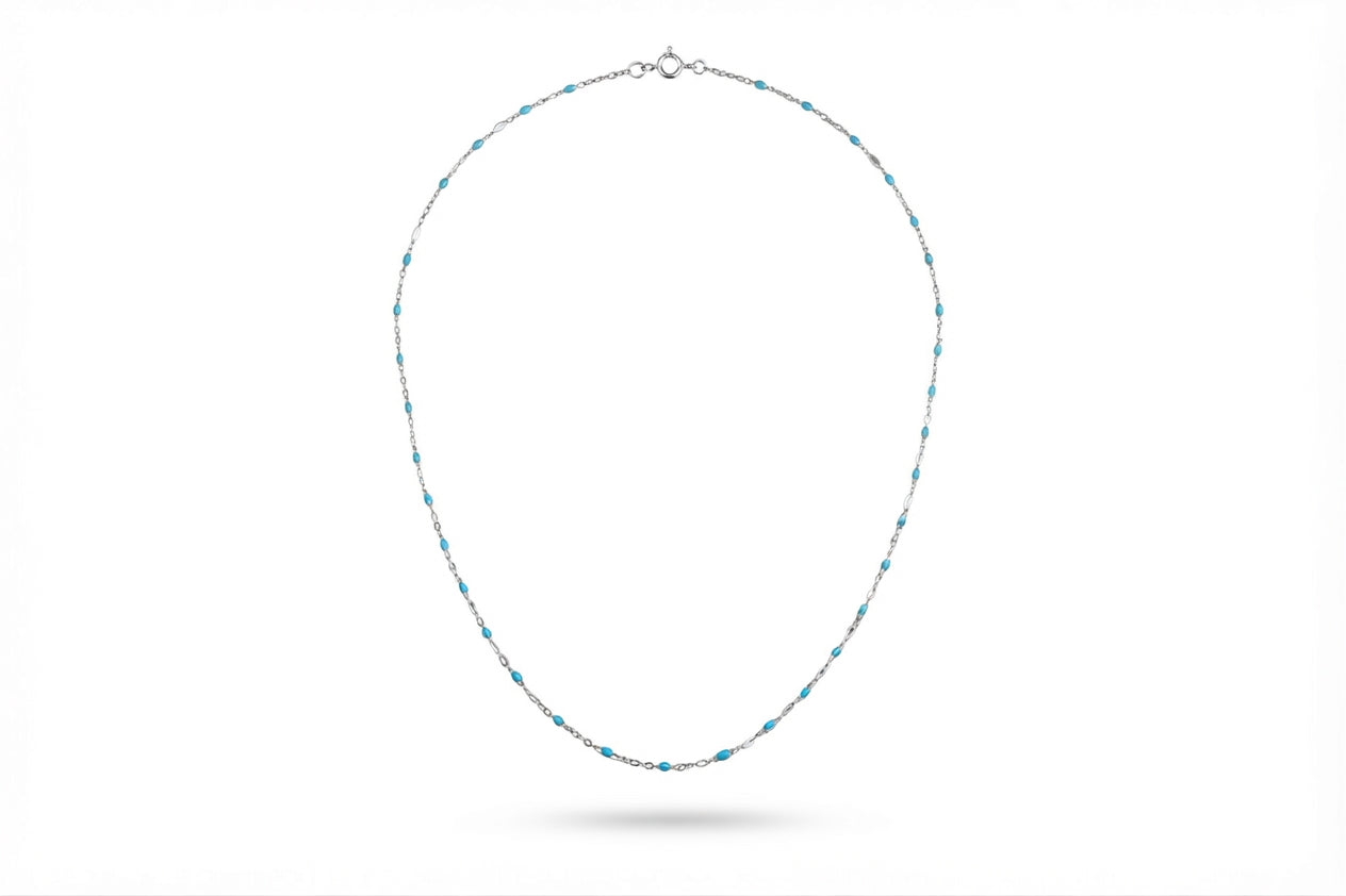 Turquoise Enamel Silver Necklace