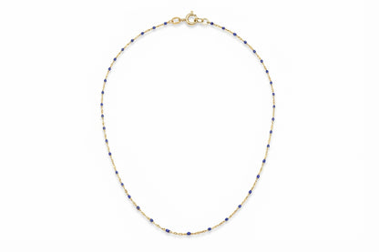 Cobalt Enamel Gold Necklace