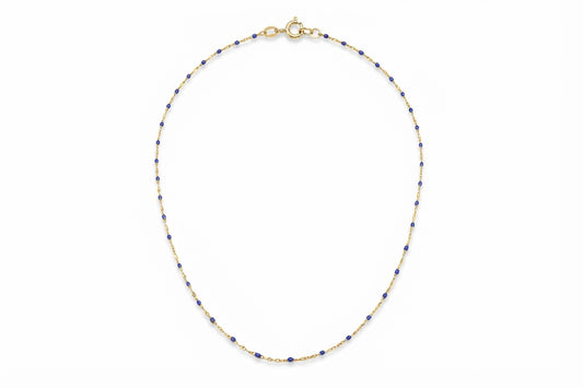 Cobalt Enamel Gold Necklace