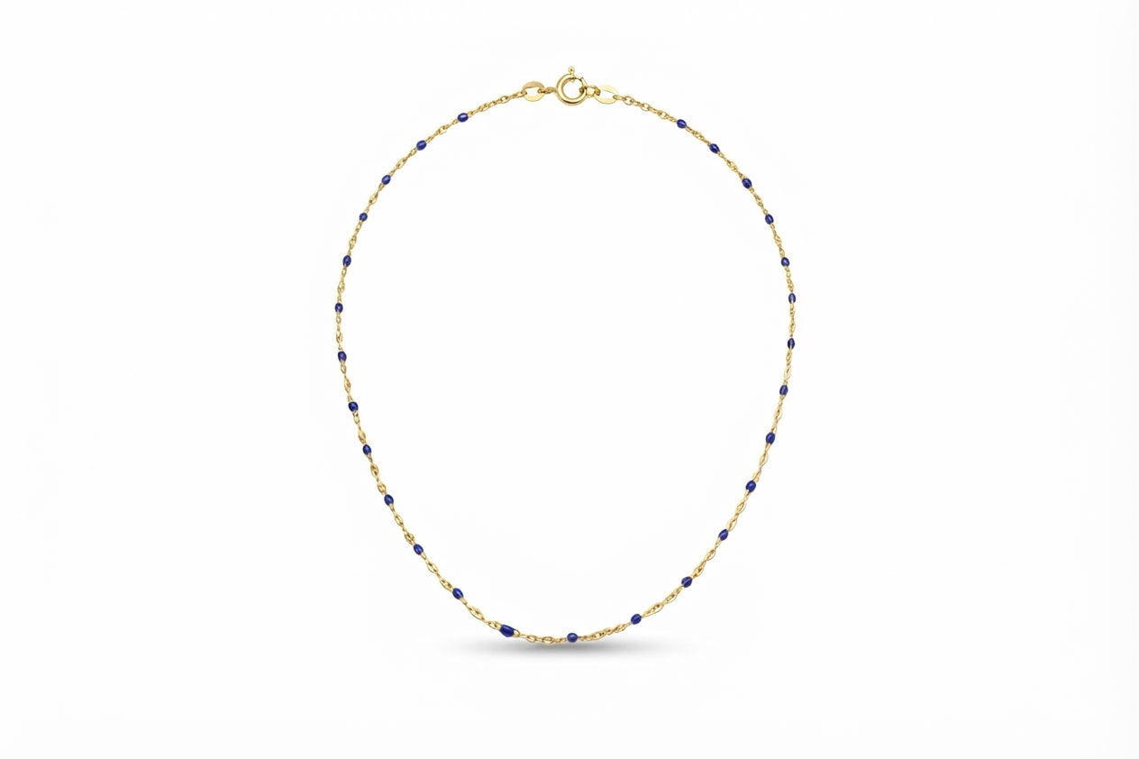 Navy Enamel Gold Necklace