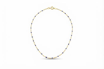 Navy Enamel Gold Necklace