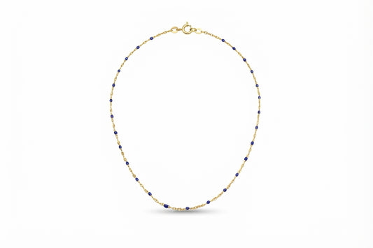 Navy Enamel Gold Necklace