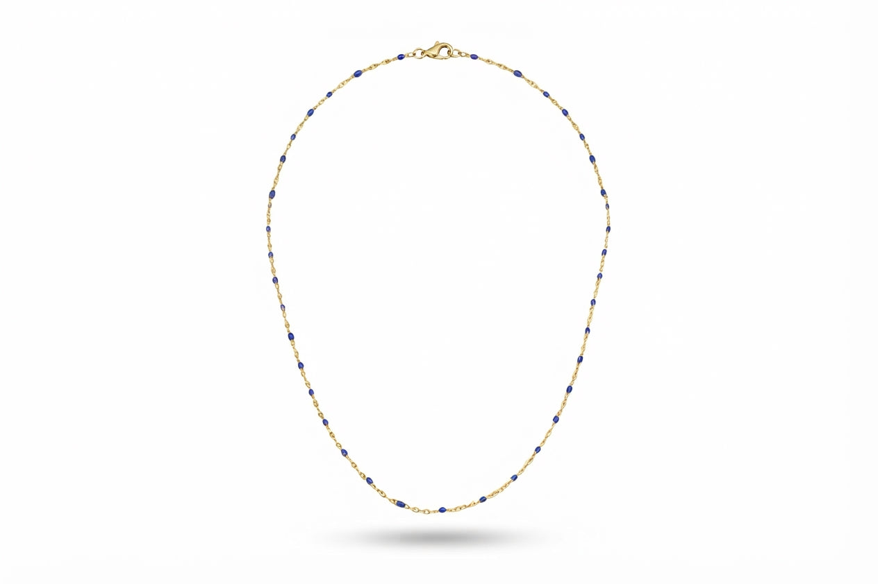 Sapphire Enamel Gold Necklace