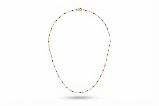 Sapphire Enamel Gold Necklace
