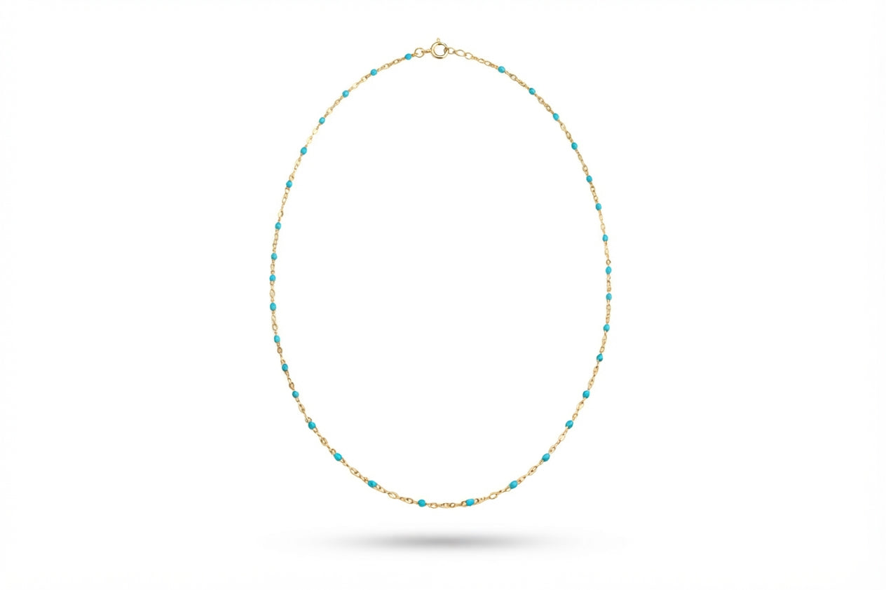 Turquoise Bead Gold Necklace