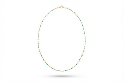 Turquoise Bead Gold Necklace