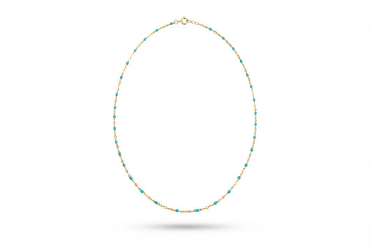 Turquoise Bead Gold Necklace