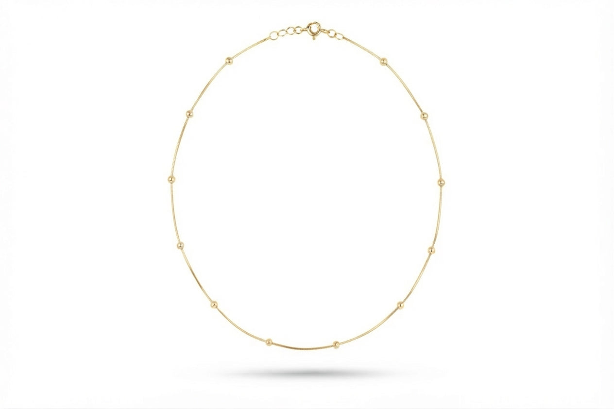 Gold Beaded Snake Necklace