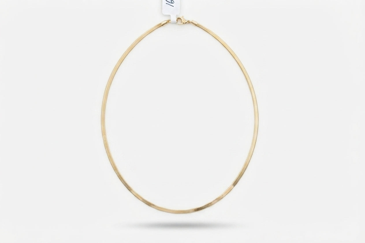 Thin Gold Herringbone Necklace