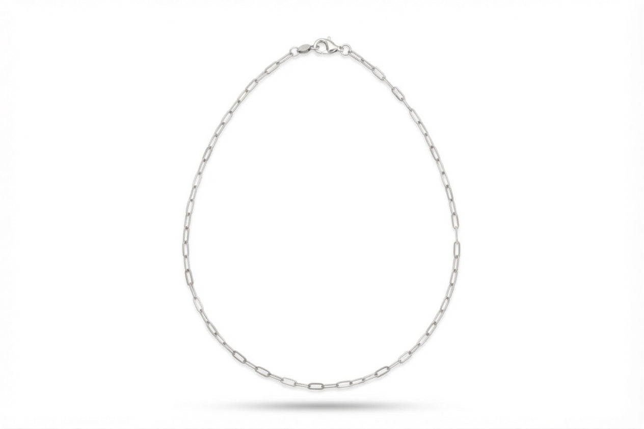 Dainty Silver Paperclip Necklace