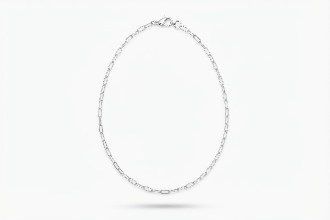 Fine Silver Paperclip Necklace