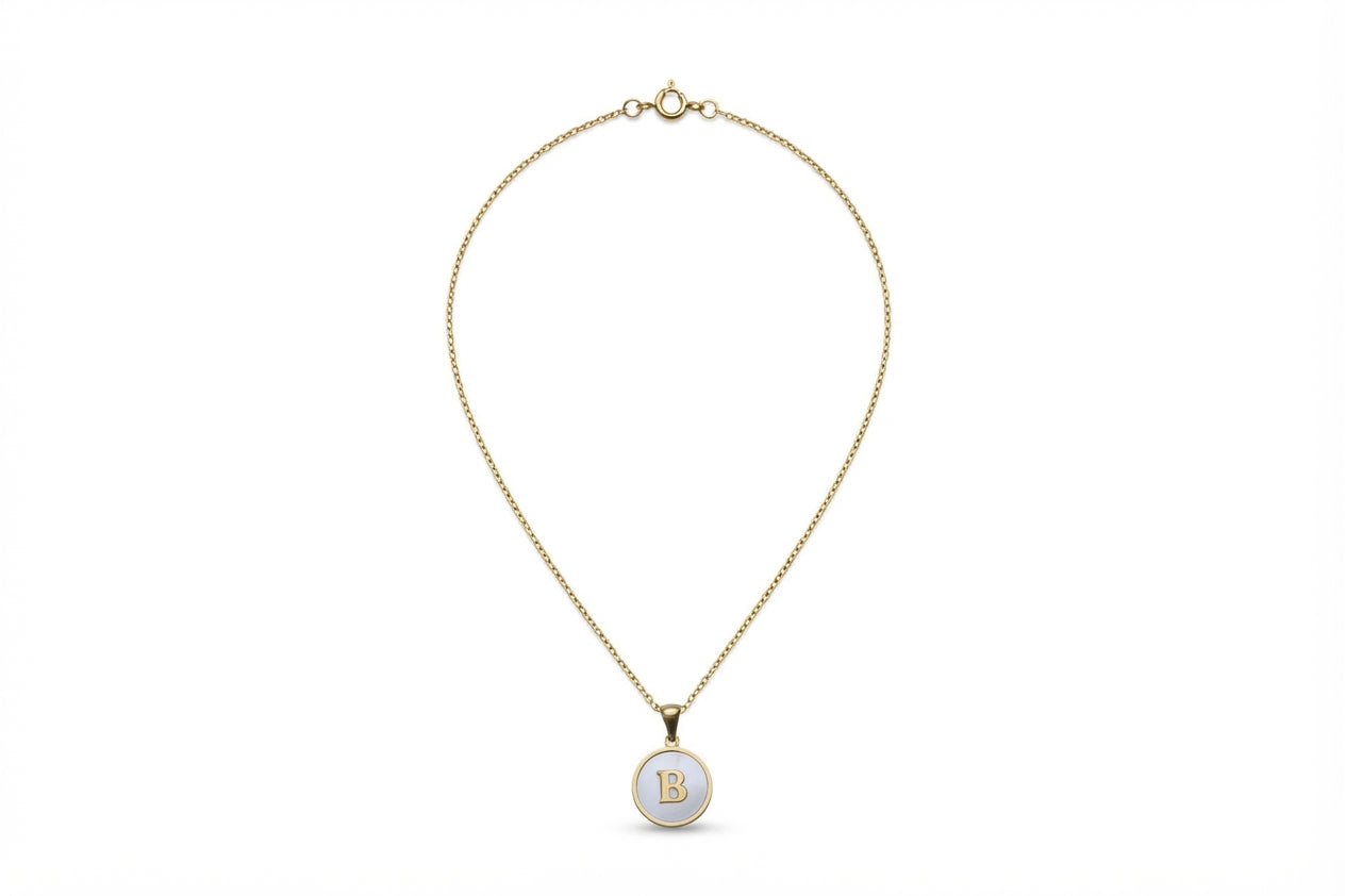 Gold Initial B Pendant Necklace