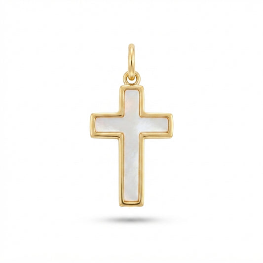 Pearl Gold Cross Charm