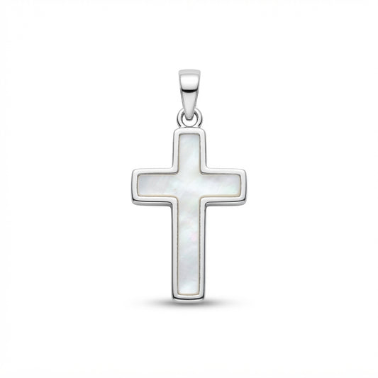 Pearl Silver Cross Charm