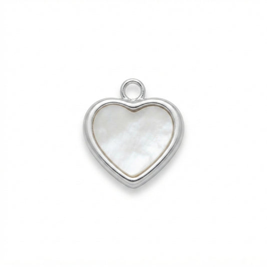 Pearl Silver Heart Charm
