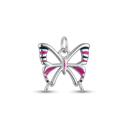 Pink Blue Enamel Butterfly Charm