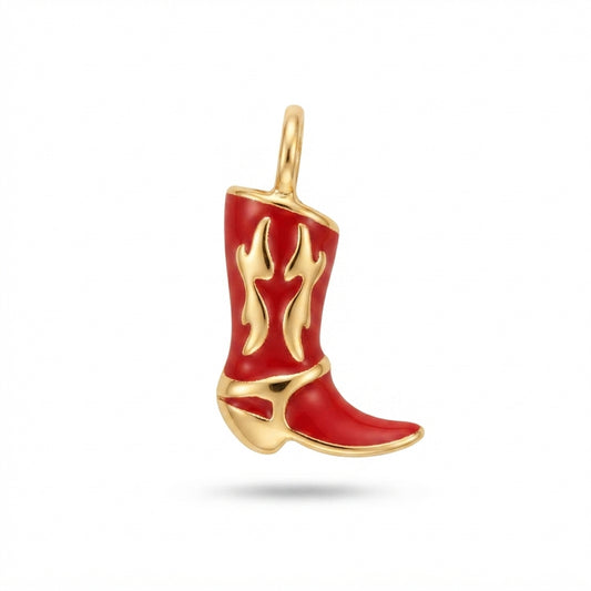 Pink Enamel Cowboy Boot Charm