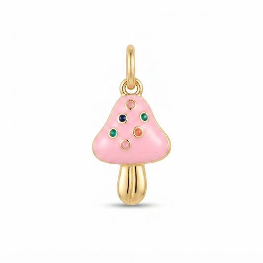 Pink Enamel Mushroom Charm