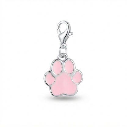 Pink Enamel Paw Print Clip Charm