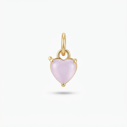 Pink Gemstone Heart Charm