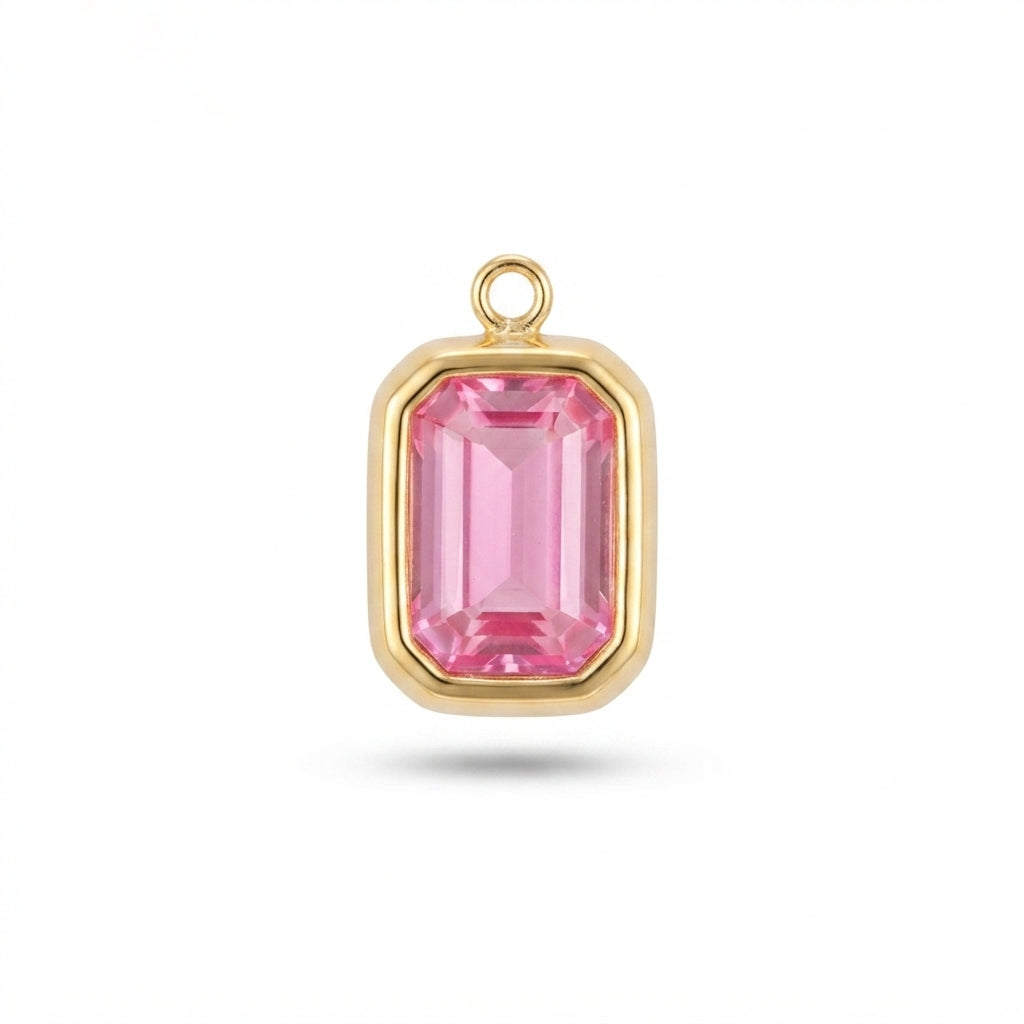 Pink Gemstone Rectangle Charm