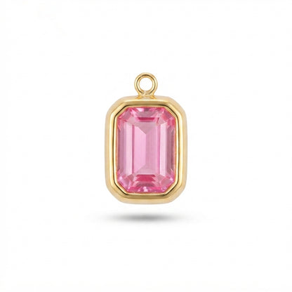 Pink Gemstone Rectangle Charm