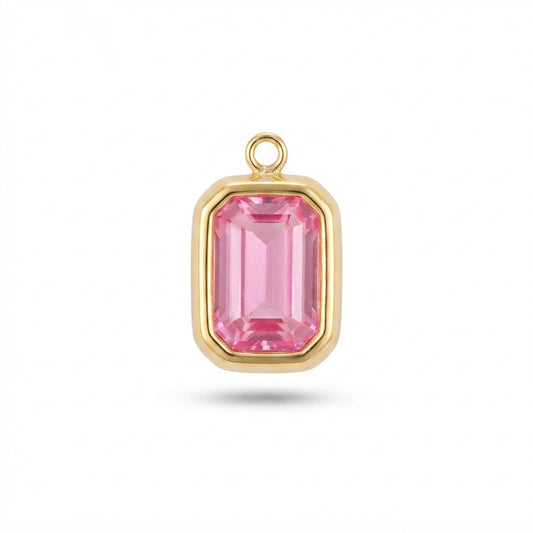 Pink Gemstone Rectangle Charm