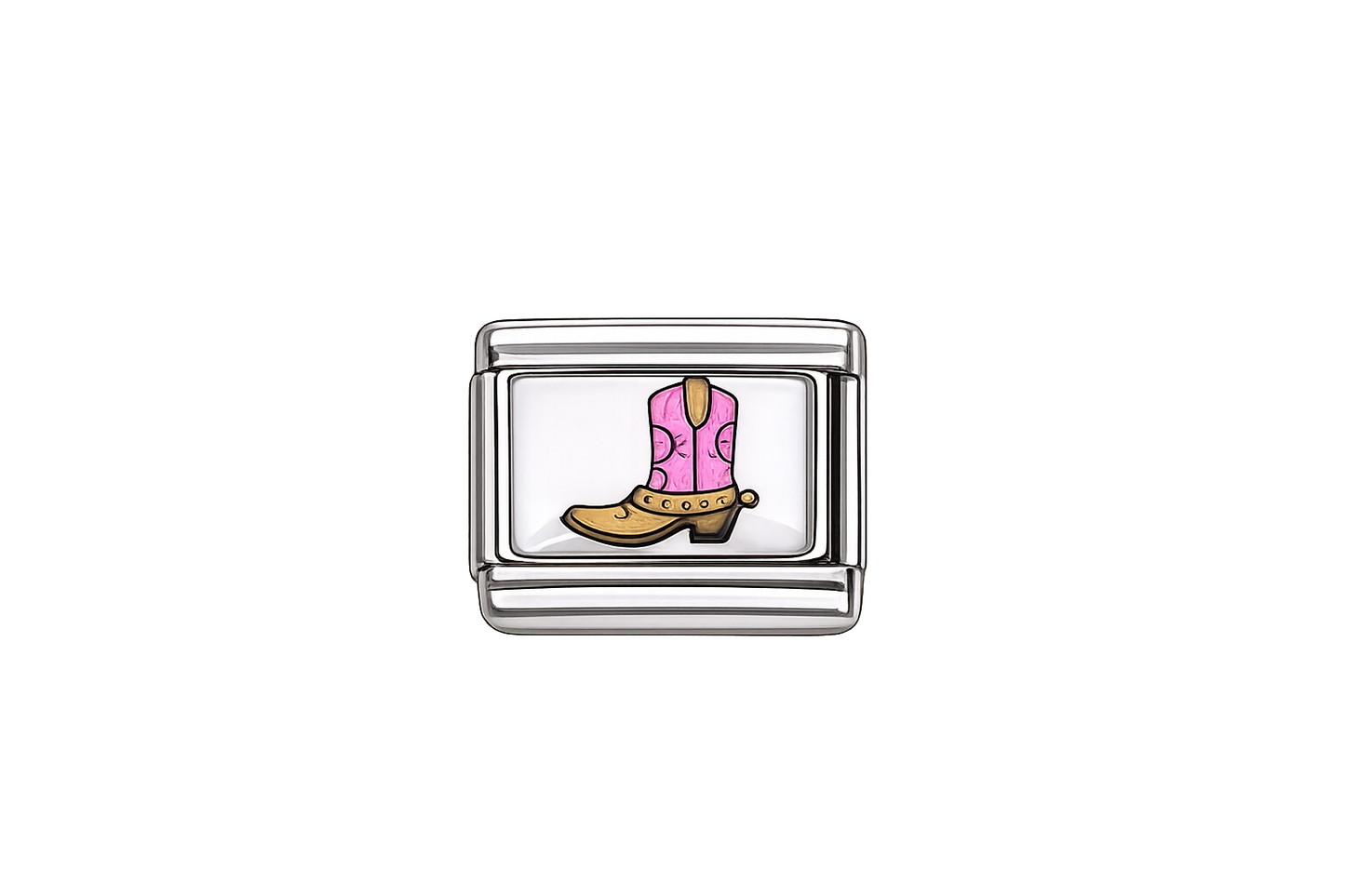Pink boot august Italian Charm — Silver