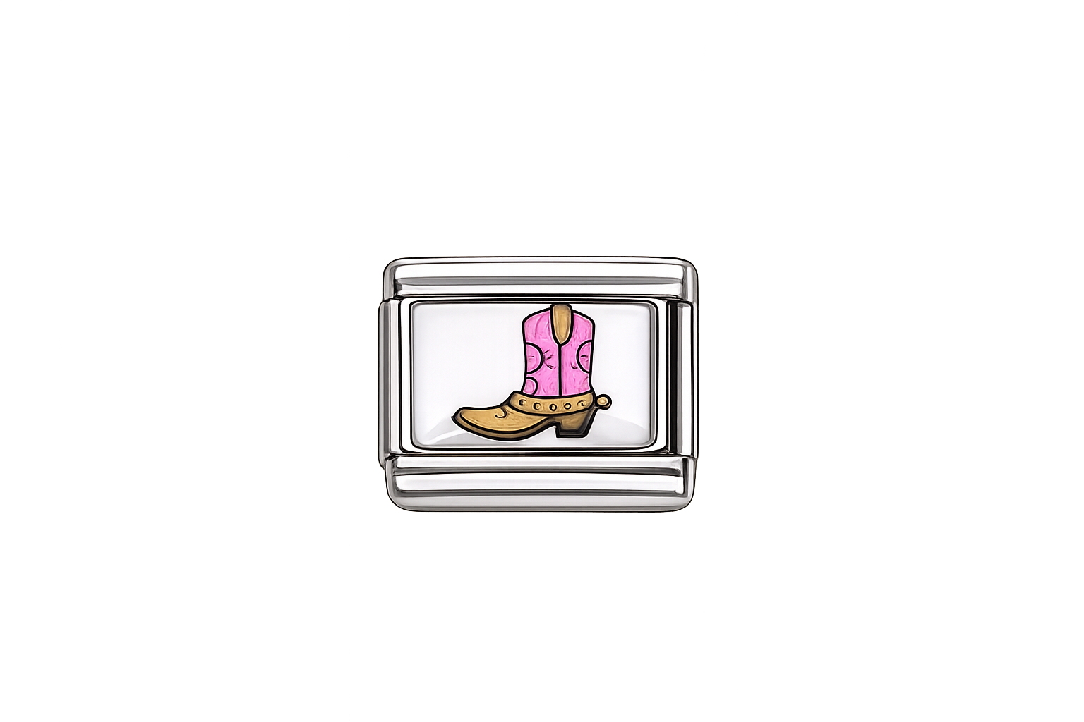 Pink boot august Italian Charm — Silver