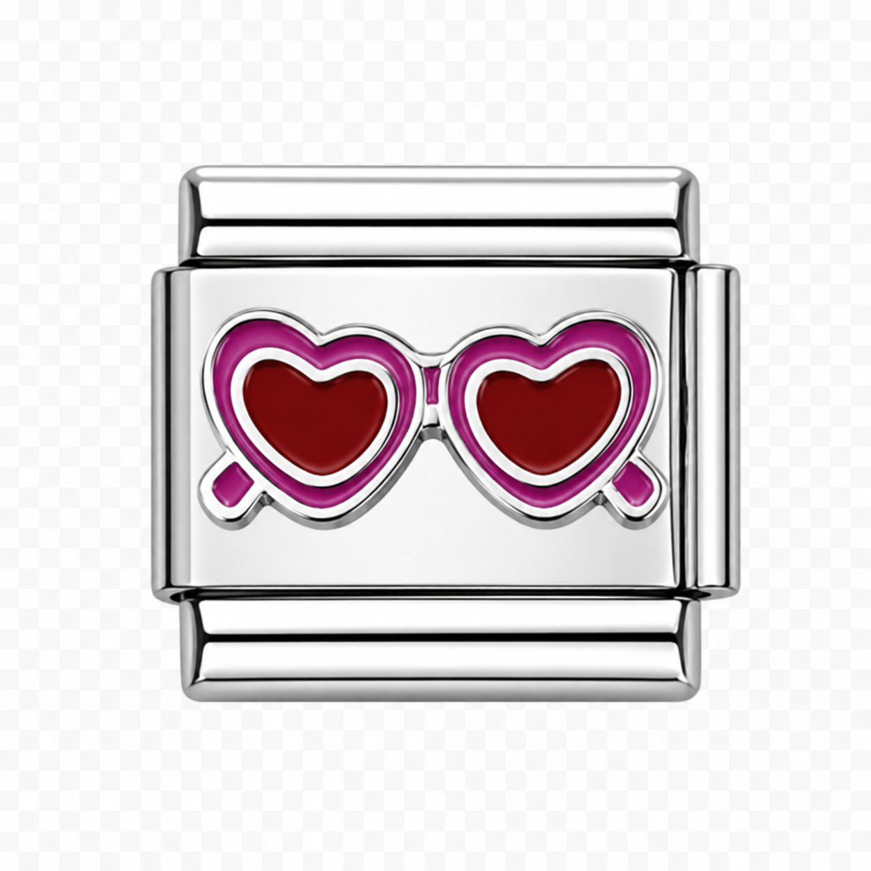 Pink heart sunglasses Italian Charm — Silver