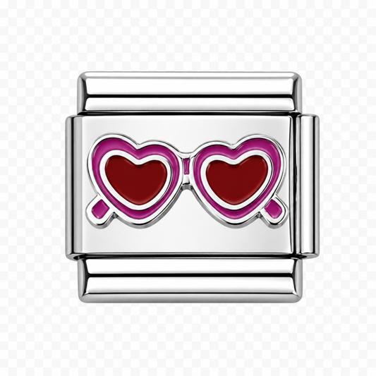 Pink heart sunglasses Italian Charm — Silver