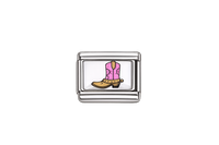 Pink Cowgirl Boot Italain Charm