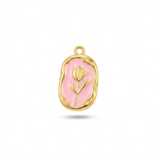 Purple Enamel Tulip Medallion Charm