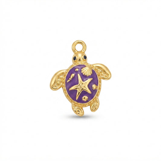 Purple Enamel Turtle Charm