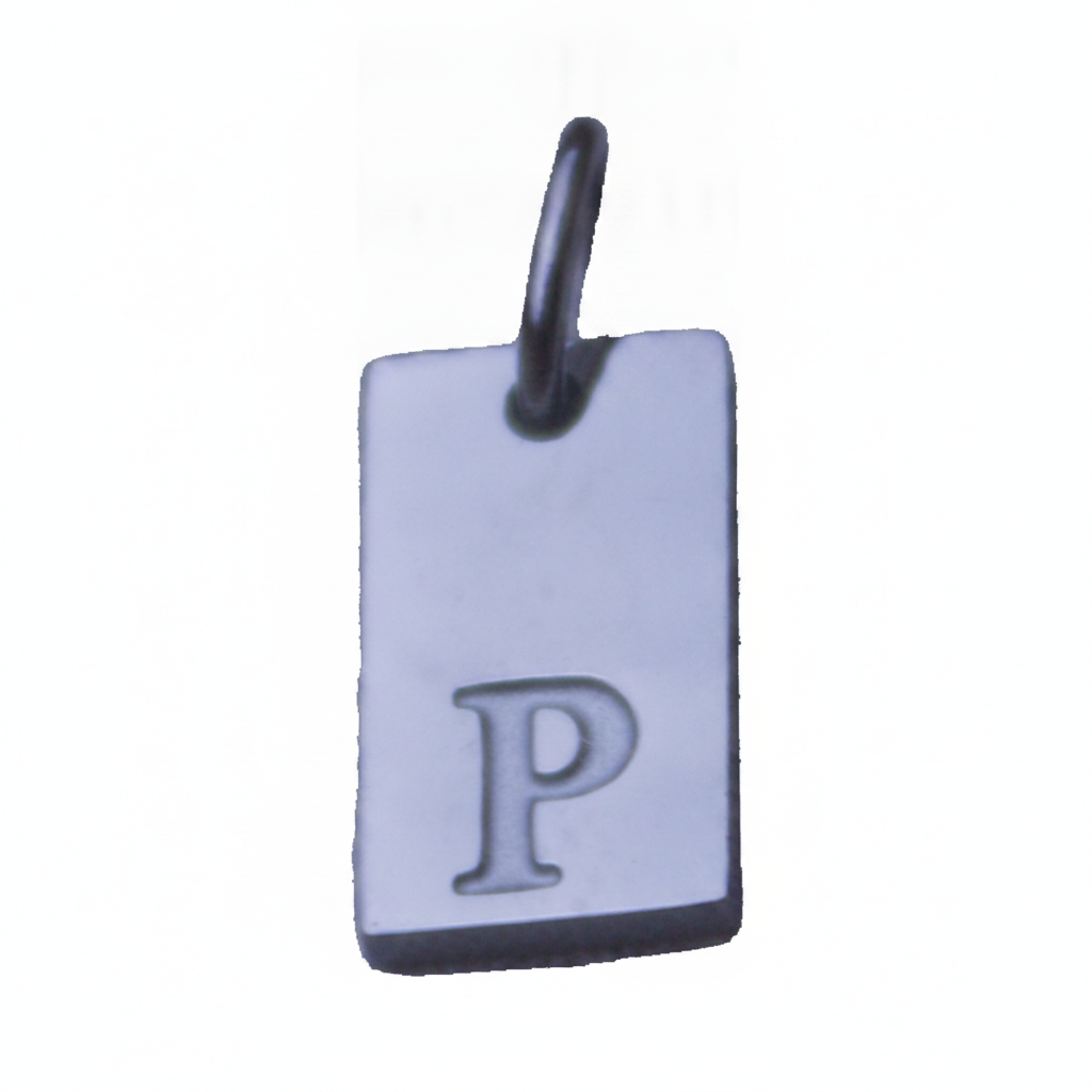 Rectangle  Initial Charm — Silver / P