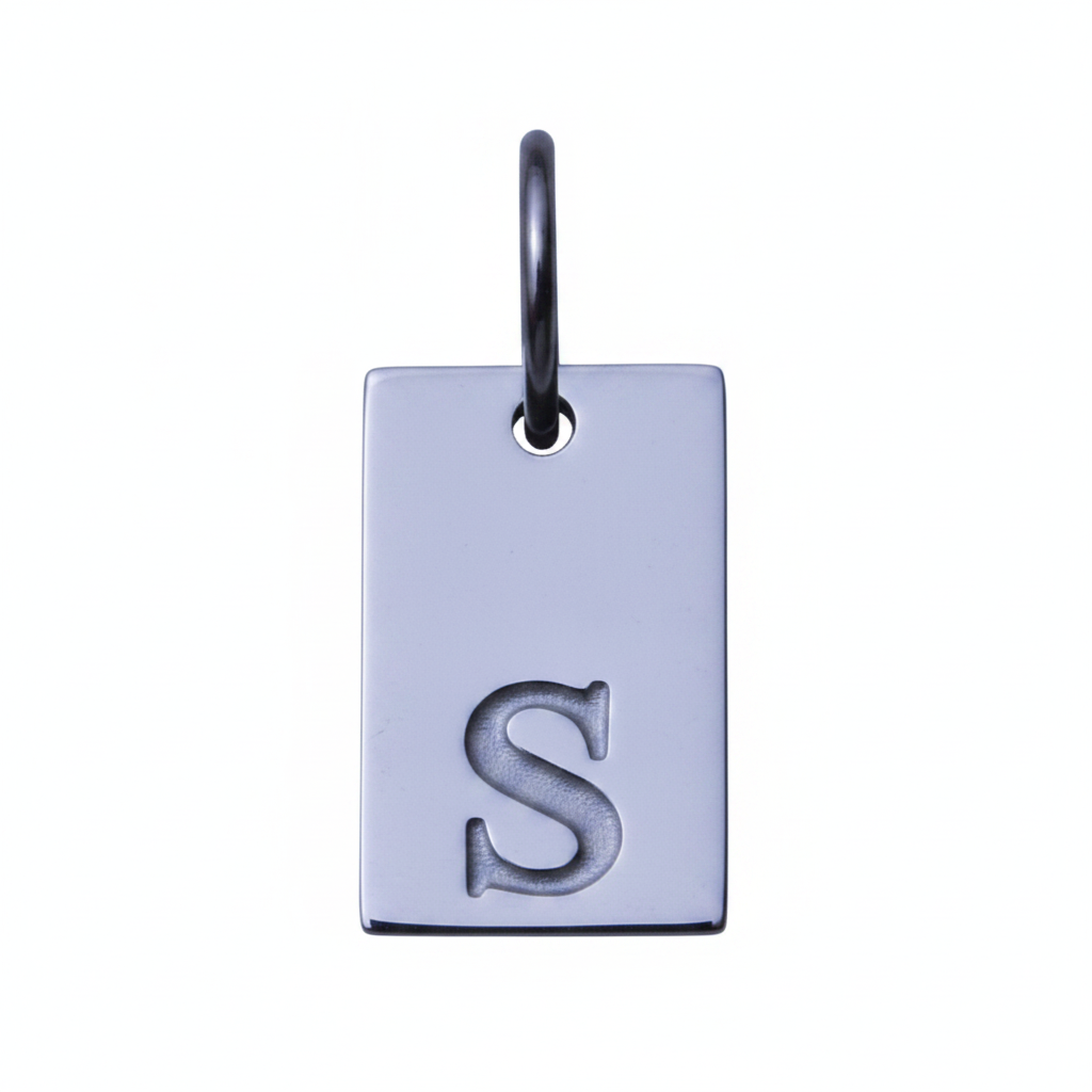 Rectangle  Initial Charm — Silver / S