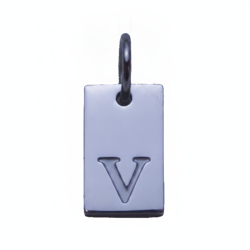Rectangle  Initial Charm — Silver / V