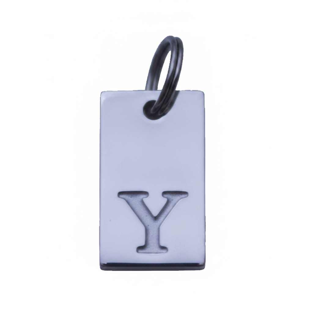 Rectangle  Initial Charm — Silver / Y