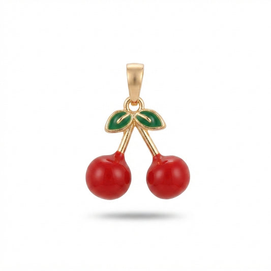 Red Enamel Cherry Charm