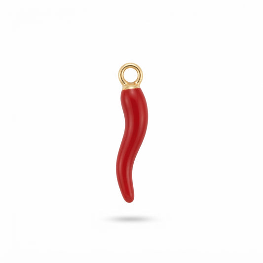 Red Enamel Italian Horn Charm