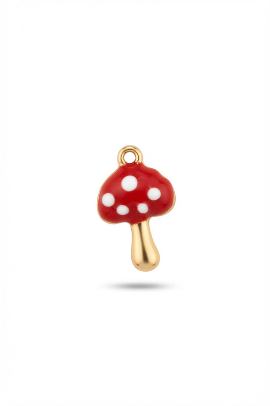 Red Enamel Mushroom Charm