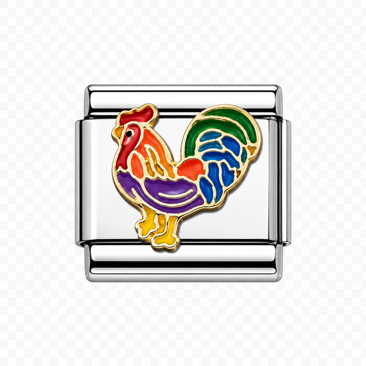 Rooster Italian Charm — Silver