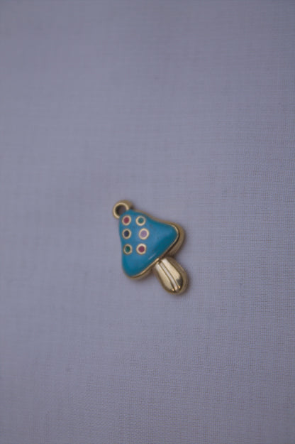 Teal Enamel Mushroom Charm