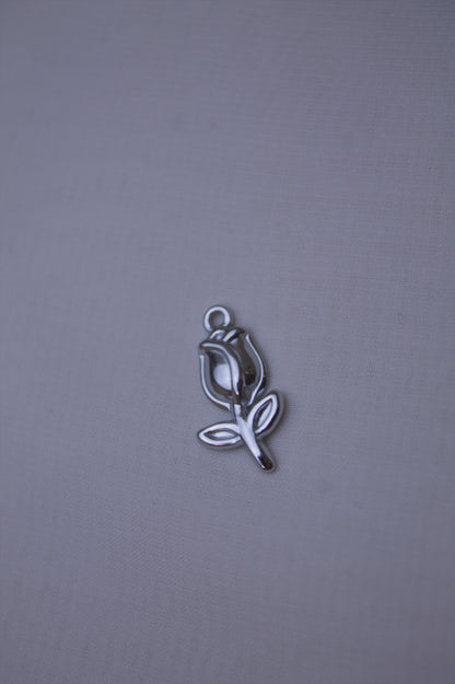 Classic Silver Rose Bud Charm