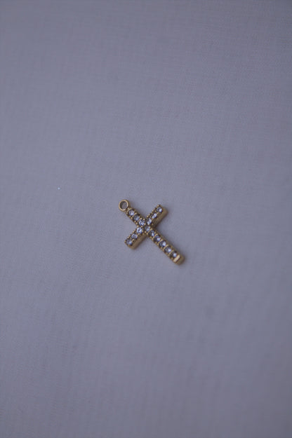 Crystal Gold Cross Charm